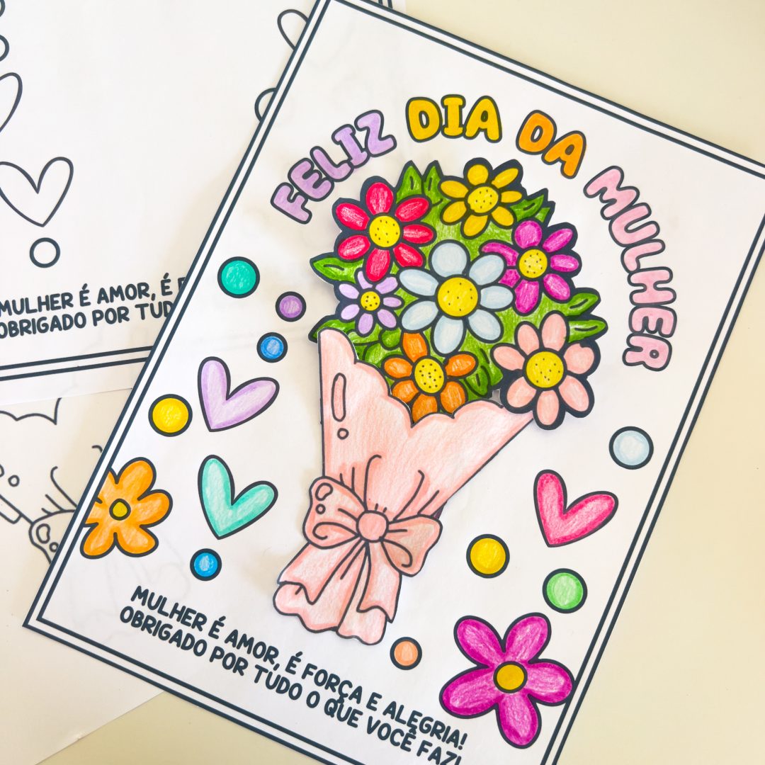 Cartão - Dia da Mulher (Para Colorir)