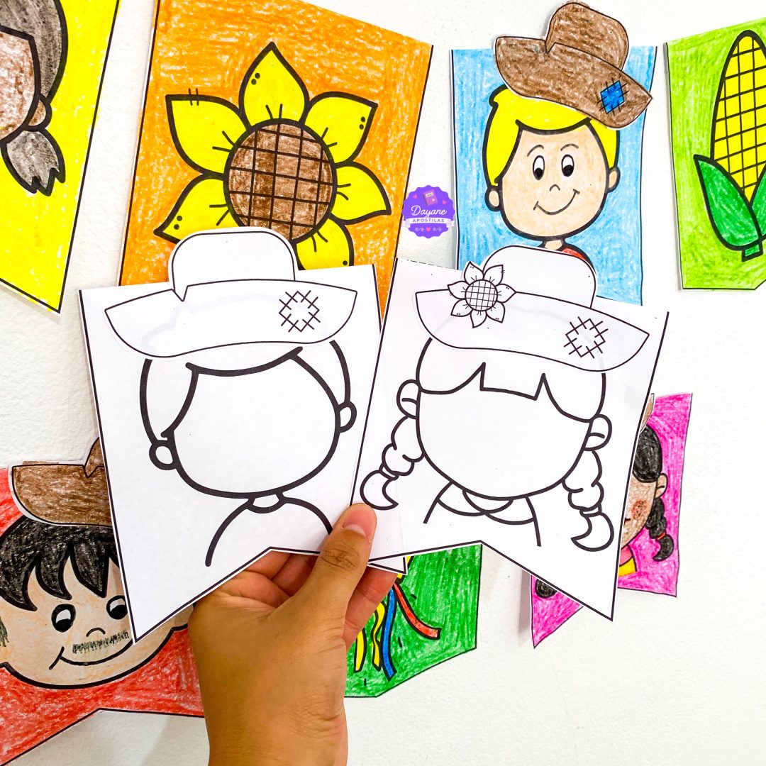 Bandeirinhas para colorir - Festa Junina