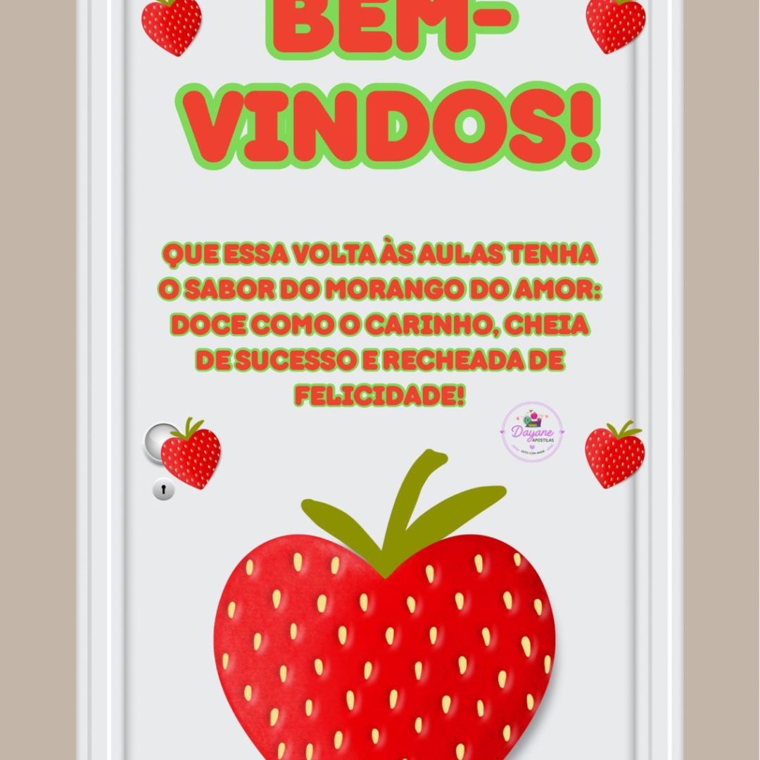 Painel de Porta - Retorno das aulas (Morango)