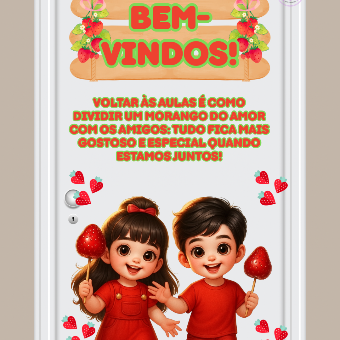 Painel de Porta - Volta às aulas (Morango)