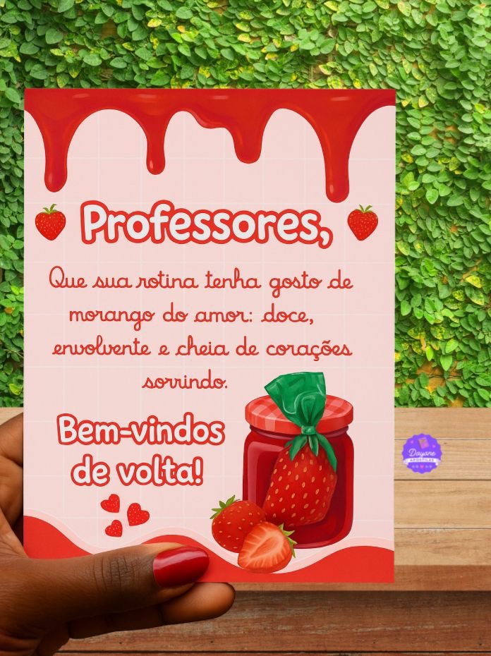 Cartão - Retorno dos Professores (Morango do amor)