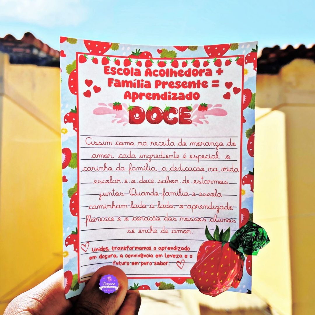 Cartão - Reunião de Pais e Responsáveis (Morango)