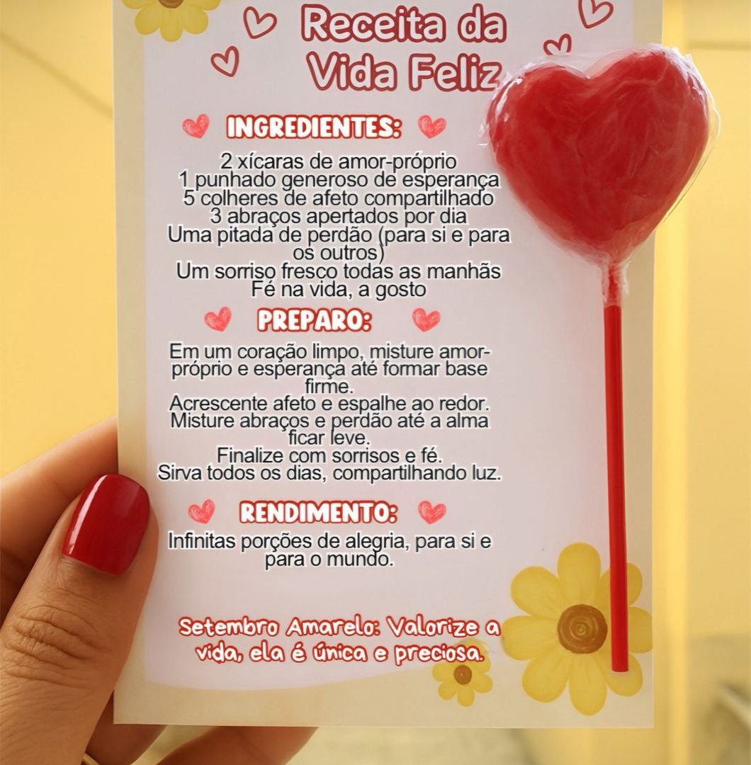 Cartão - Receita da Vida Feliz (Setembro Amarelo)